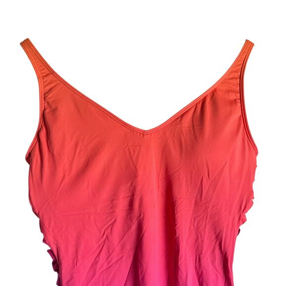 Bleu Rod Beattie Cool Breeze Pink Lace Up Sides Ombre V-Neck One Piece Swimsuit - Picture 4 of 12